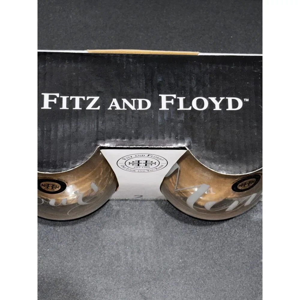 Fitz and Floyd Goblet Wine Glasses “Yours/Mine” set of 2